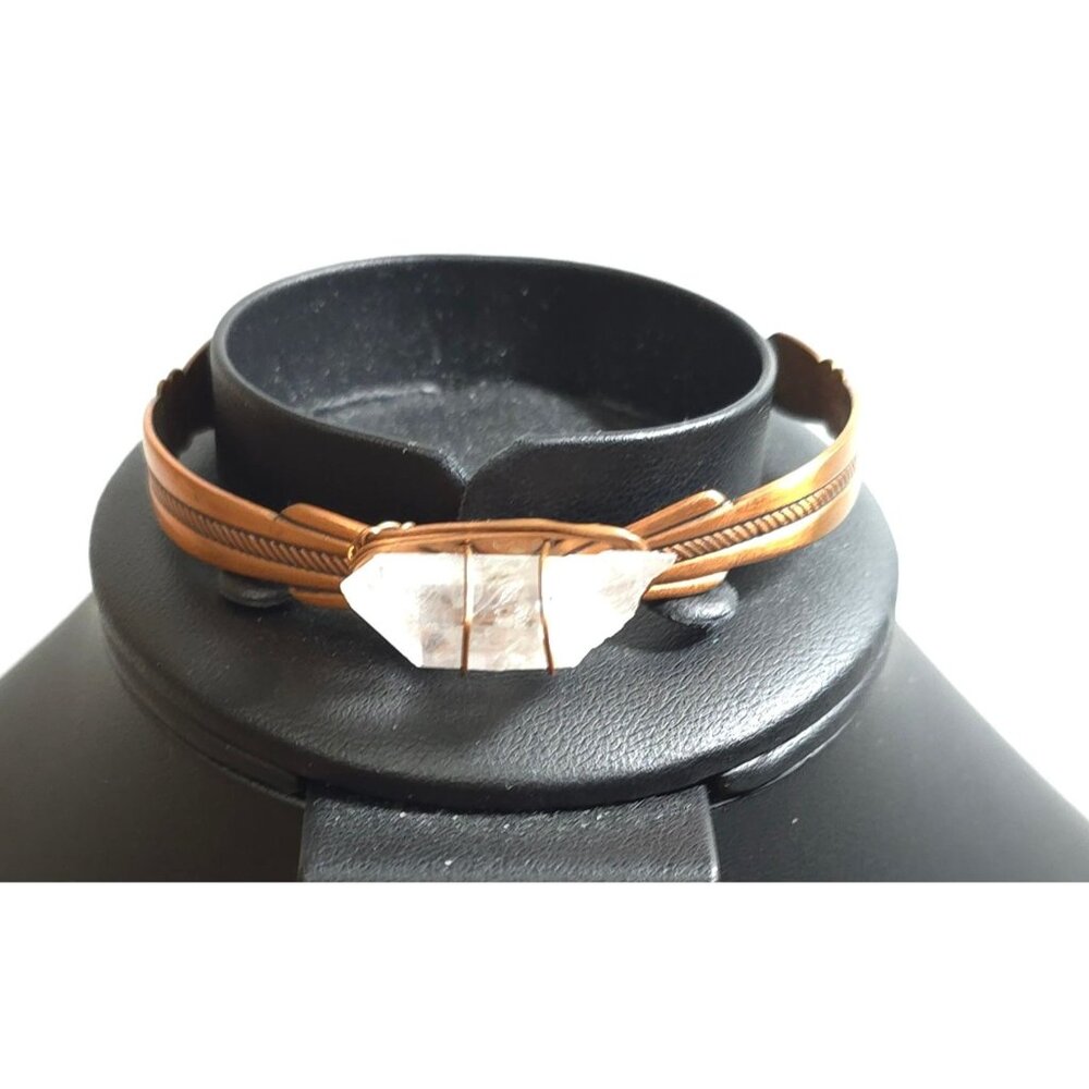 Wheeler Co Copper Cuff Bracelet Added Quartz Crystal Centerpiece Adjustable Fit